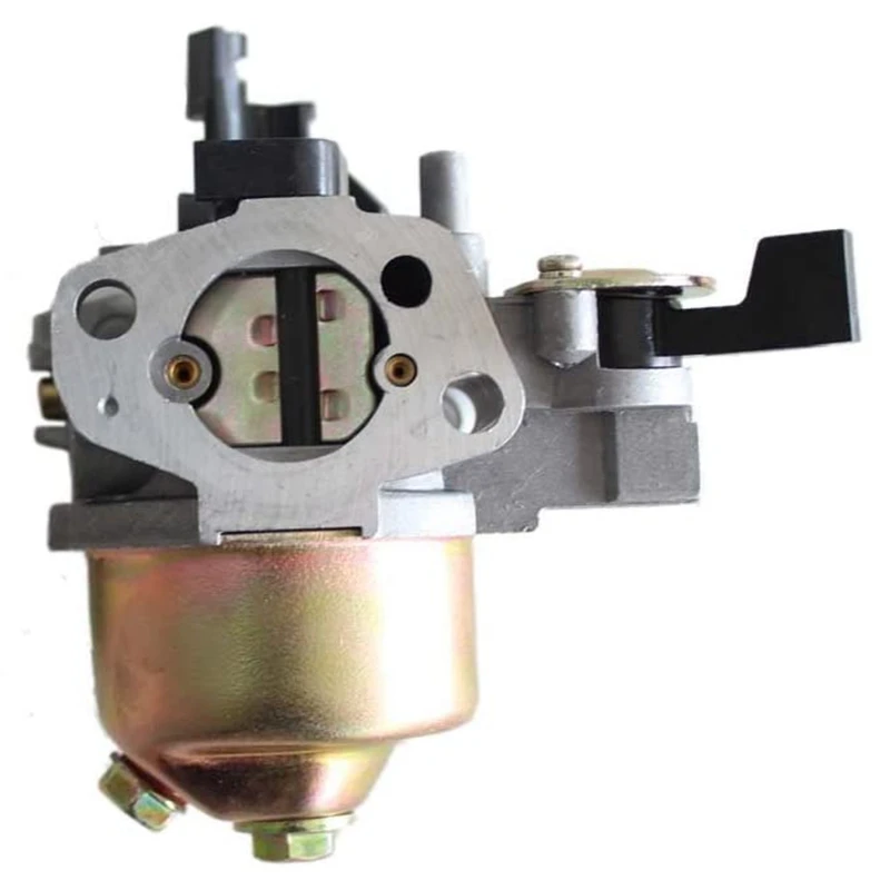 Carburator pentru motor 168, fără robinet Carburator pentru motor 168 fără robinet, cu cuvă aurie, flanșă de aluminiu și pârghie neagră de accelerație