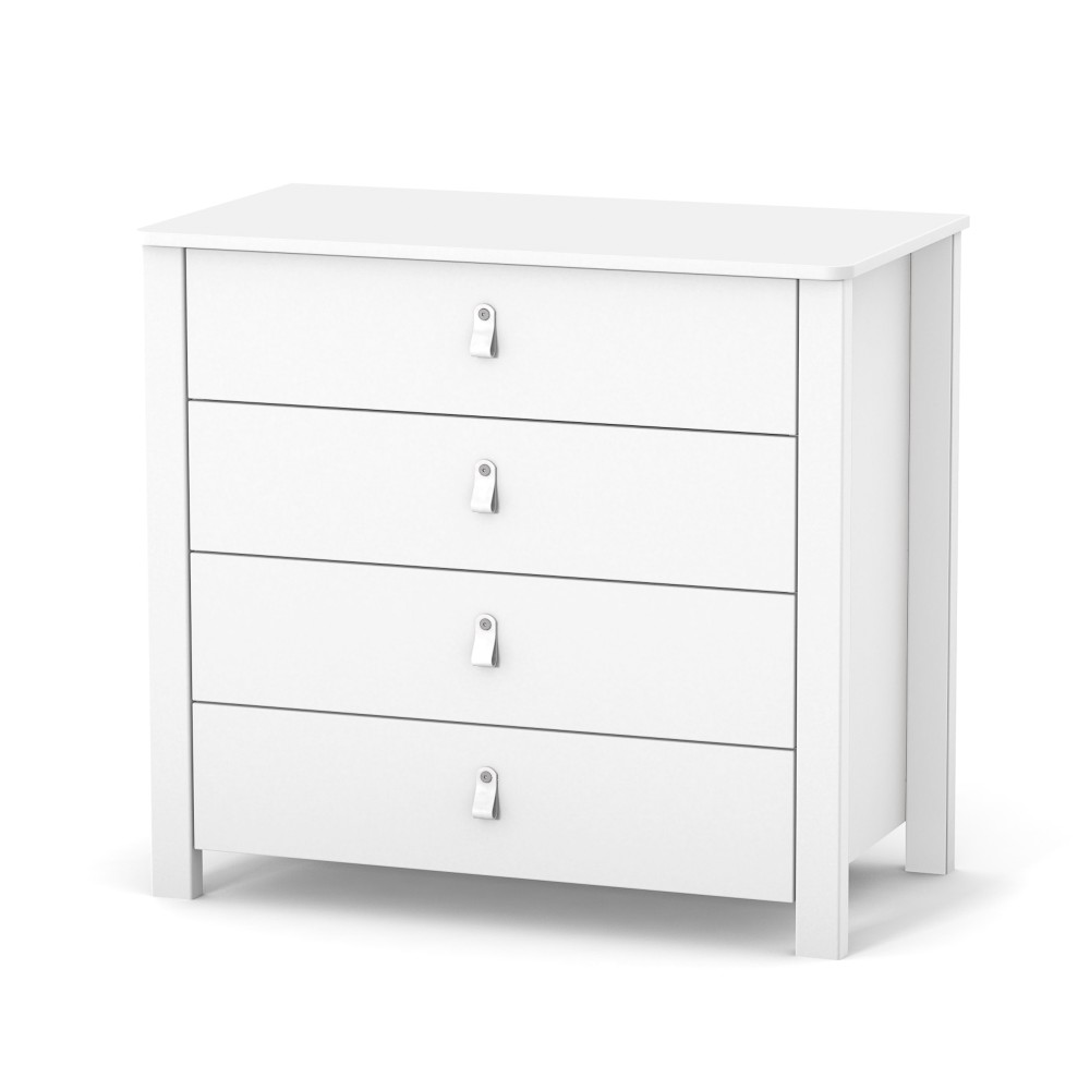 Comodă camera copii Maia albă 900 Comodă Maia 900 albă cu patru sertare, 90 × 50 × 85,6 cm, pentru camera copilului