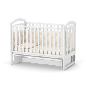 Pătuț bebe Constanța alb din fag și arin, loc de dormit 120 × 60 cm, imaginea 2