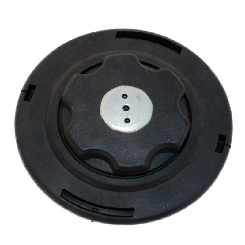 Mosor de motocoasă MD.2 cu buton stea metalic Mosor de motocoasă negru cu buton în formă de stea și placă metalică la centru, vedere de jos