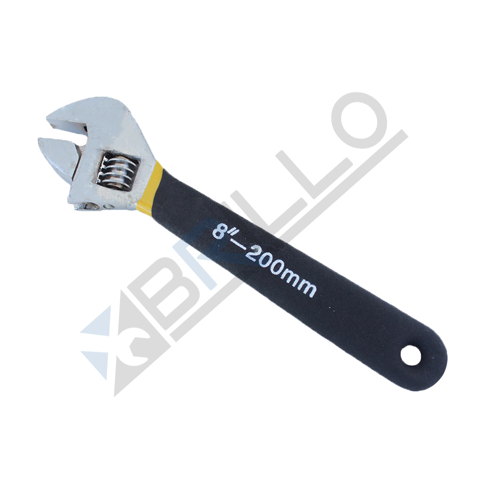 Cheie reglabilă 8 inch, 200 mm Cheie reglabilă de 8 inch, 200 mm, cu mâner îmbrăcat în cauciuc negru și inel galben