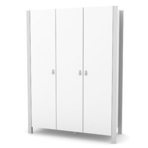 Dulap cu trei uși Maia 1310 alb gri deschis, 131 × 47 × 179,5 cm, pentru camera copilului