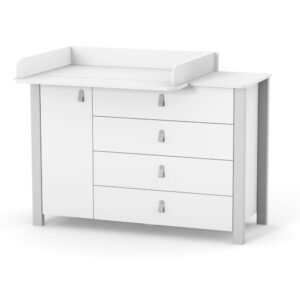 Comodă Maia 1200 alb gri deschis pentru camera copilului, cu patru sertare, 120 × 50 × 85,6 cm, imaginea 2
