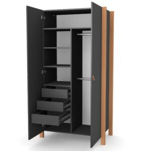 Dulap Maia 960 antracit natur, detaliu de interior și finisaj 1