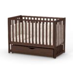 Pătuț bebe Oradea maro din lemn de arin, loc de dormit 120 × 60 cm