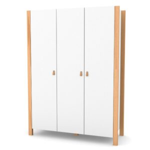 Dulap cu trei uși Maia 1310 alb natur, 131 × 47 × 179,5 cm, pentru camera copilului