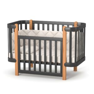Pătuț bebe Maia antracit natur, loc de dormit 120 × 60 cm, imaginea 2