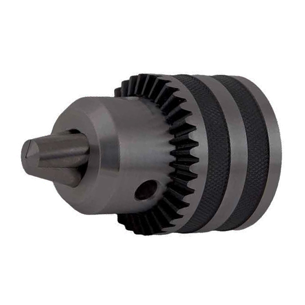 Mandrină cu coroană dințată 1–16 mm Mandrină metalică cu coroană dințată și trei bacuri, vedere laterală