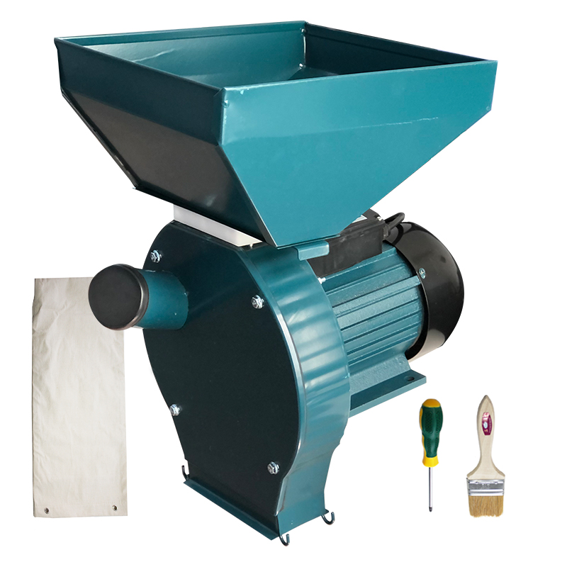 Moară electrică Kraissmann 3,8 kW pentru cereale și știuleți Moară electrică Kraissmann cu buncăr mare, orificiu lateral pentru știuleți, sac textil, șurubelniță și pensulă