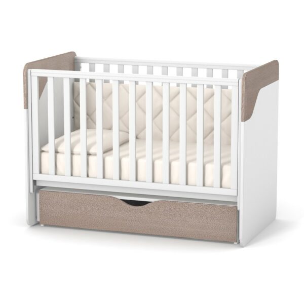 Pătuț bebe Ianis alb cappuccino din fag și arin, loc de dormit 120 × 60 cm