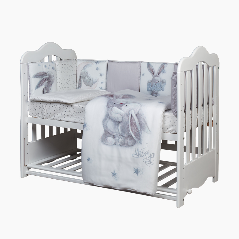 Pătuț bebe Andi alb Pătuț bebe Andi alb din lemn masiv, loc de dormit 120 × 60 cm