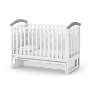 Pătuț bebe Constanța alb-gri din fag și arin, loc de dormit 120 × 60 cm, imaginea 2
