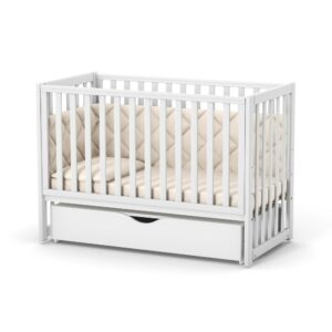 Pătuț bebe Oradea alb din lemn de arin, loc de dormit 120 × 60 cm