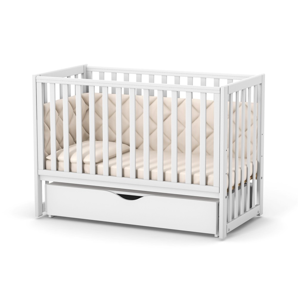 Pătuț bebe Oradea alb 120 × 60 Pătuț bebe Oradea alb din lemn de arin, loc de dormit 120 × 60 cm