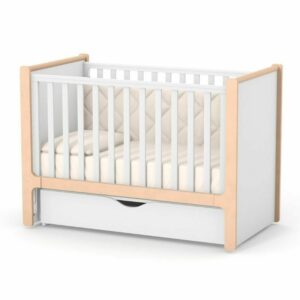 Pătuț bebe Bacău alb cu opțiune de co-sleeping, loc de dormit 120 × 60 cm