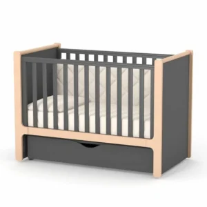 Pătuț bebe Bacău gri închis cu opțiune de co-sleeping, loc de dormit 120 × 60 cm