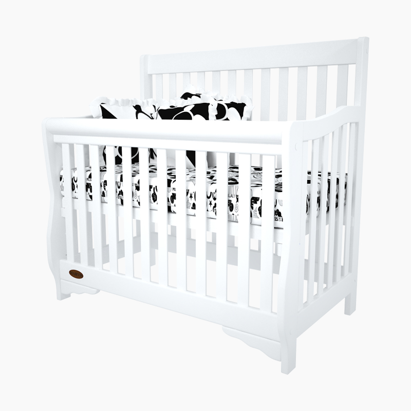 Pătuț bebe Amalia alb Pătuț bebe Amalia alb din lemn masiv de fag, loc de dormit 120 × 60 cm