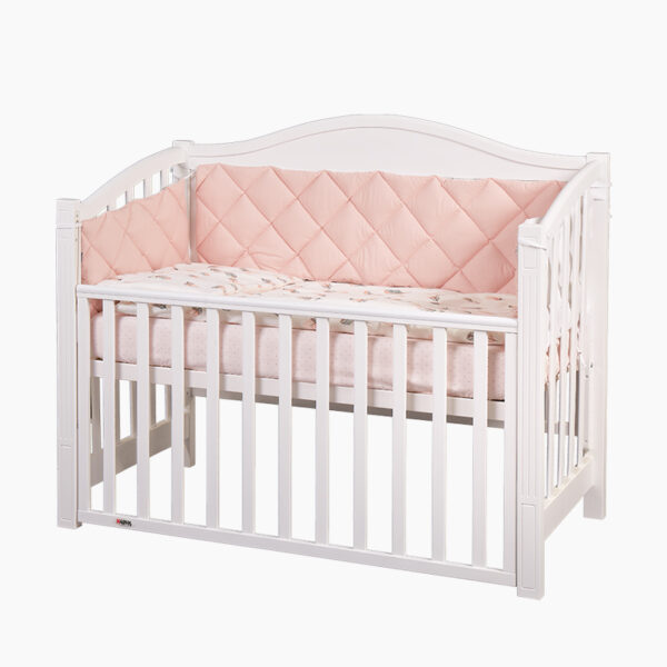 Pătuț bebe Casian alb din lemn masiv, loc de dormit 120 × 60 cm