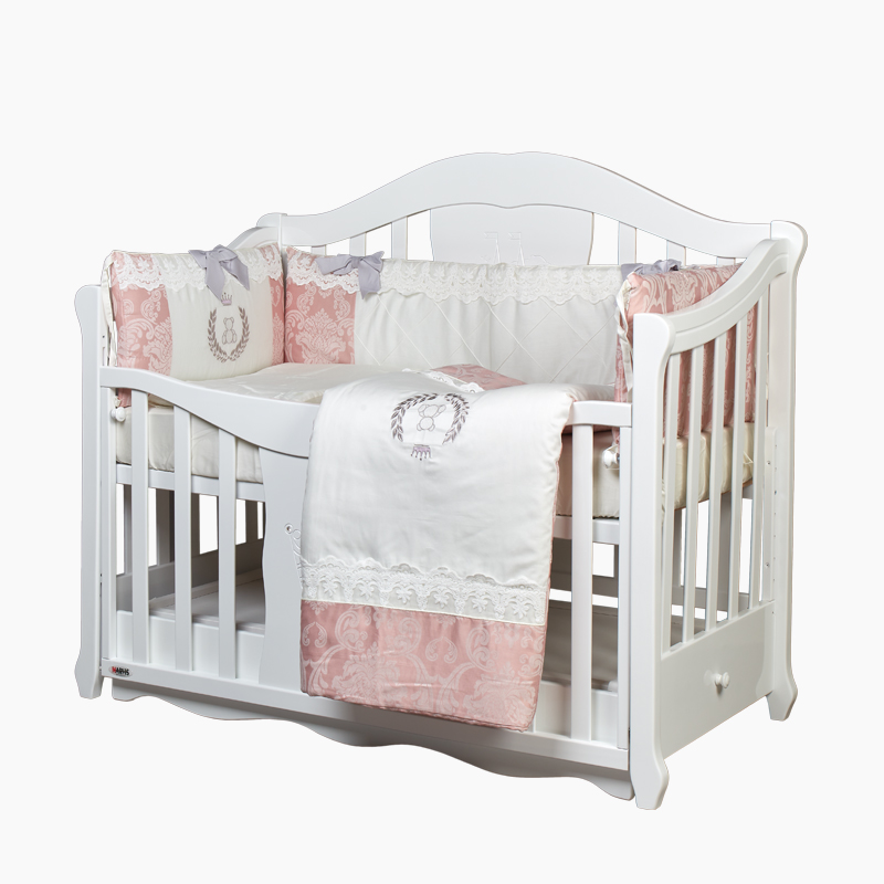 Pătuț bebe Cristal alb Pătuț bebe Cristal alb din lemn masiv, loc de dormit 120 × 60 cm
