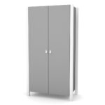 Dulap Maia 960 gri cu alb pentru camera copiilor, 96 × 47,2 × 179,5 cm