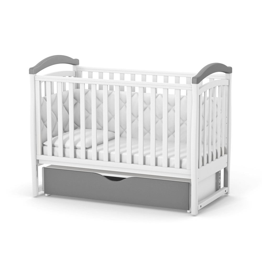 Pătuț bebe Constanța alb-gri 120 × 60 Pătuț bebe Constanța alb-gri din fag și arin, loc de dormit 120 × 60 cm