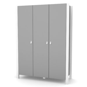 Dulap cu trei uși Maia 1310 gri alb, 131 × 47 × 179,5 cm, pentru camera copilului