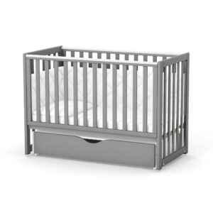 Pătuț bebe Oradea gri din lemn de arin, loc de dormit 120 × 60 cm