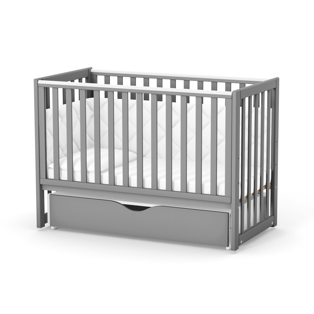 Pătuț bebe Oradea gri 120 × 60 Pătuț bebe Oradea gri din lemn de arin, loc de dormit 120 × 60 cm