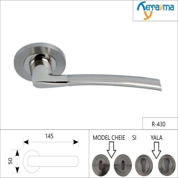 SET MÂNERE ROZETĂ ROTUNDĂ R-430 NICHELAT SATINAT