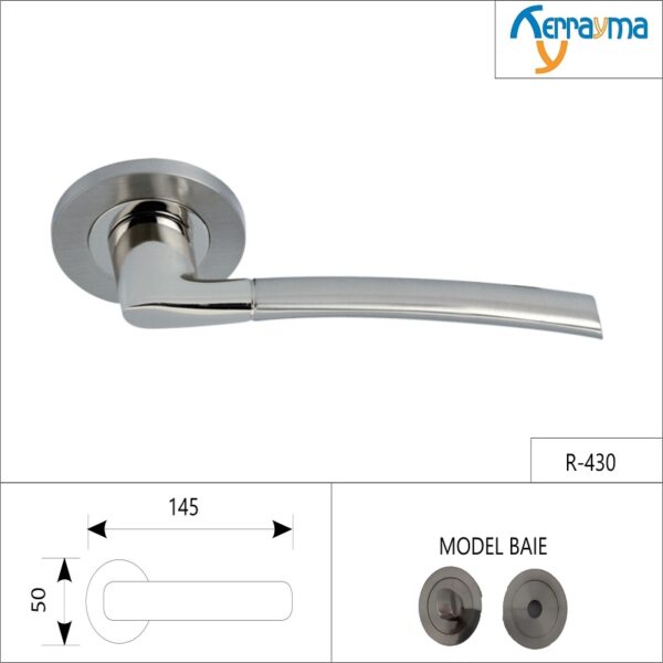 SET MÂNERE ROZETĂ ROTUNDĂ PENTRU BAIE R-430 NICHELAT SATINAT