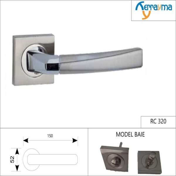 SET MÂNERE ROZETĂ PĂTRATĂ PENTRU BAIE RC-320 NICHELAT LUCIOS