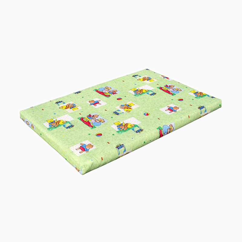 Saltea pătuț Cocos, 120 × 60 × 7 cm Saltea de pătuț Cocos cu husă verde din bumbac, imprimată cu ursuleți și animăluțe