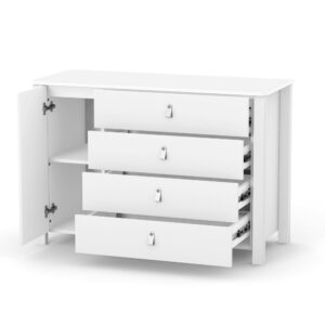 Comodă Maia 1200 albă pentru camera copilului, cu patru sertare, 120 × 50 × 85,6 cm, imaginea 2