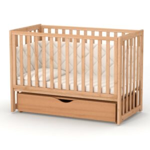 Pătuț bebe Oradea natur din lemn de arin, loc de dormit 120 × 60 cm