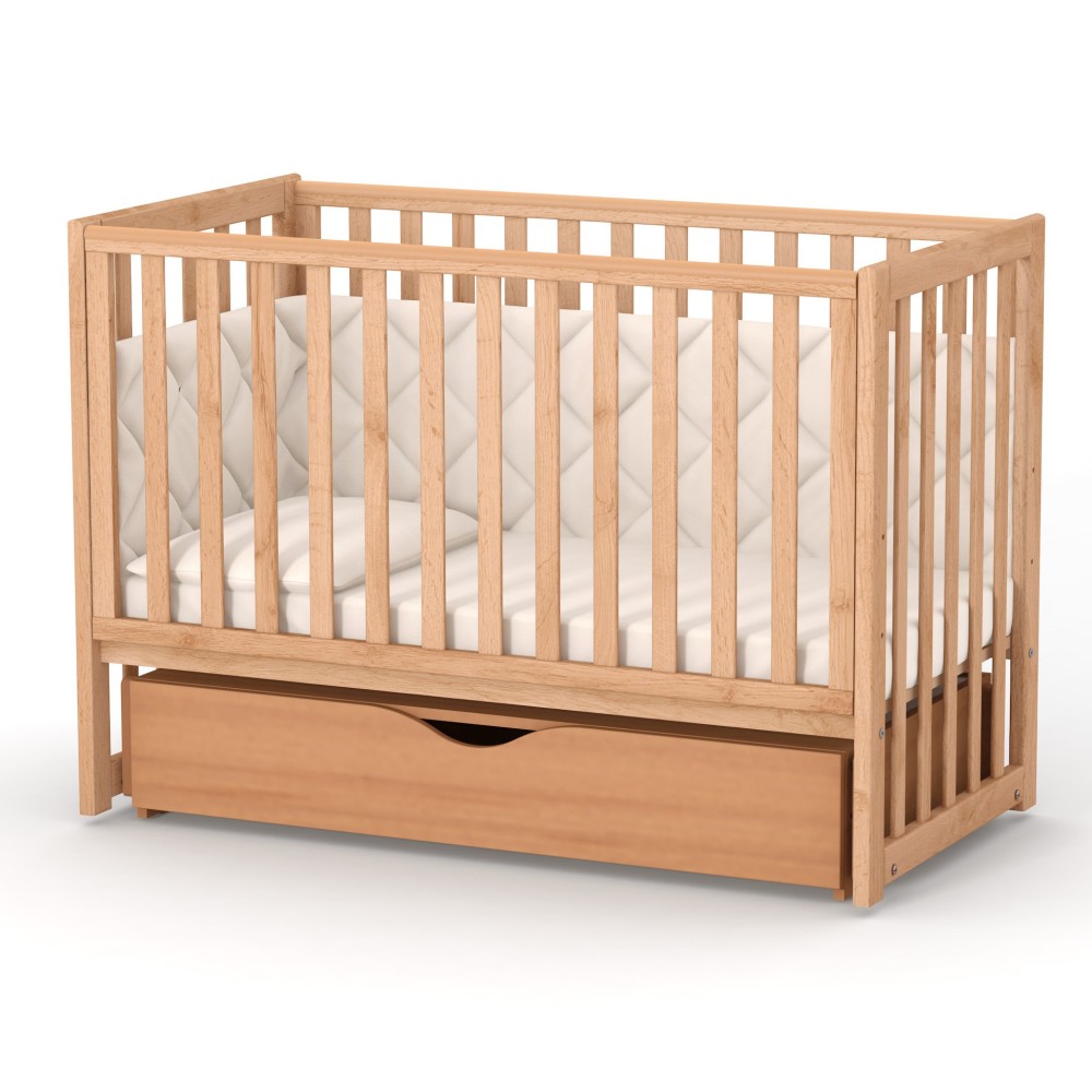 Pătuț bebe Oradea natur 120 × 60 Pătuț bebe Oradea natur din lemn de arin, loc de dormit 120 × 60 cm