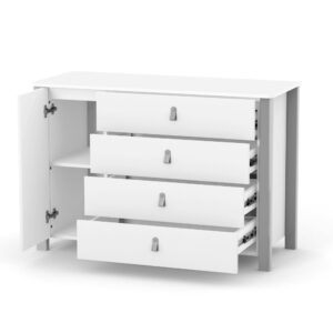 Comodă Maia 1200 alb gri închis pentru camera copilului, cu patru sertare, 120 × 50 × 85,6 cm, imaginea 2