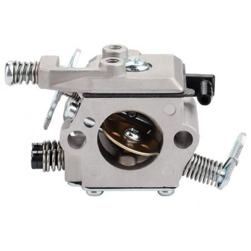 Carburator drujbă compatibil Stihl 021, 023, 025 Carburator de drujbă cu membrană, corp metalic argintiu, arcurile șuruburilor de reglaj și clapeta de aer din alamă