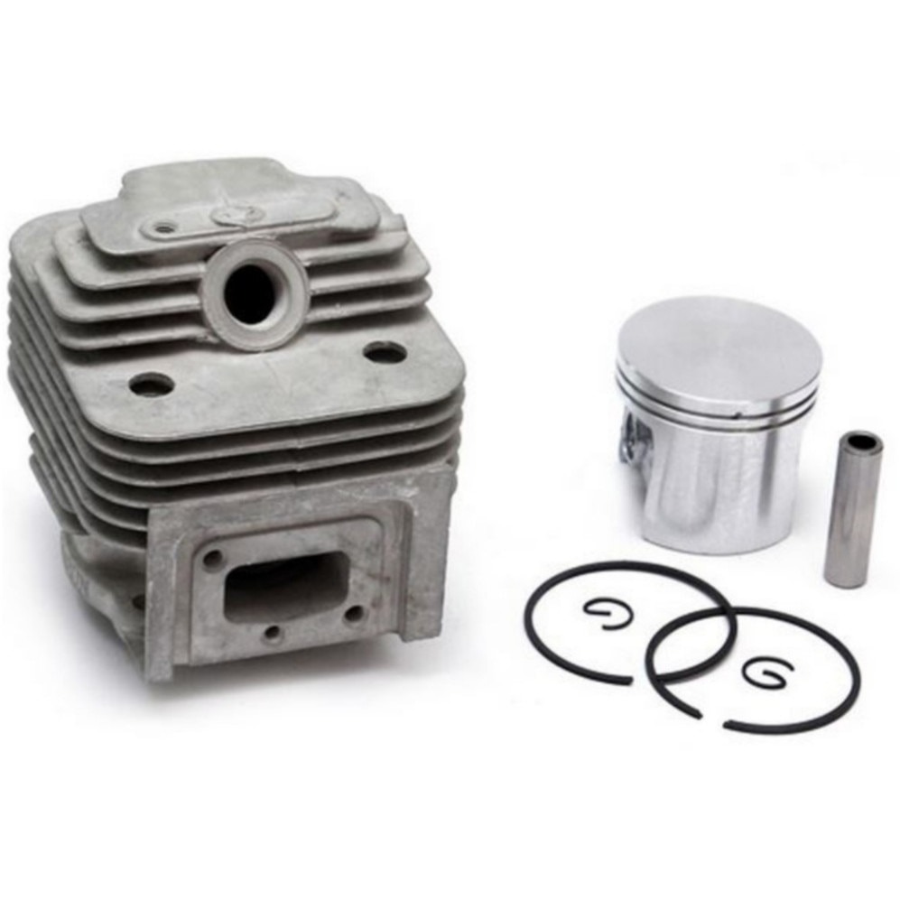 Set motor (kit cilindru) pentru motocoasă, piesele setului Kit cilindru pentru motocoasă cu aripioare de răcire, piston, bolț, doi segmenți și două siguranțe