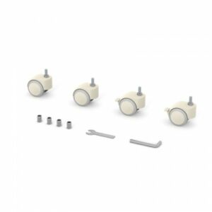Set de 4 roți cauciucate crem pentru pătuț, toate cu frână