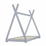 Pat pentru copii Daria gri deschis, design de cort indian, din lemn de brad, imaginea 5