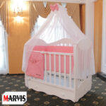 Pătuț bebe Carla alb din lemn masiv, loc de dormit 120 × 60 cm, imaginea 4