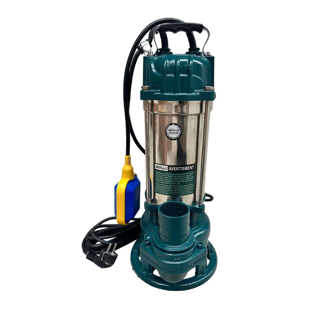 Pompă submersibilă Brillo BR-5522 pentru apă murdară Pompă submersibilă Brillo BR-5522 pentru apă murdară, cu corp din inox și fontă verde, mâner și flotor galben