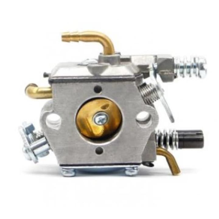Carburator pentru drujbe chinezești 4500, 5200, 5800 Carburator pentru drujbe chinezești 4500–5800, cu trei țevi de alamă, clapetă de accelerație din alamă și șuruburi de reglaj