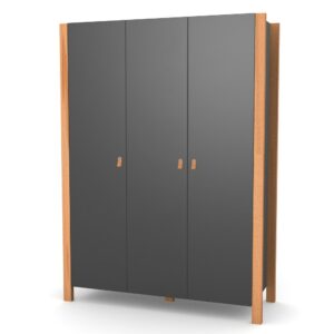 Dulap cu trei uși Maia 1310 antracit natur, 131 × 47 × 179,5 cm, pentru camera copilului