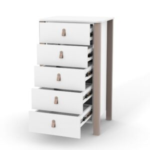 Comodă Maia 600 alb cappuccino cu cinci sertare, 60 × 50 × 104,2 cm, imaginea 2