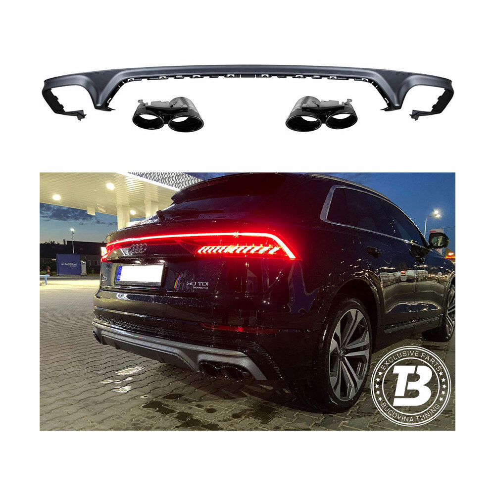 Difuzor Bară Spate cu Ornamente compatibil cu Audi Q8 S-line SQ8 Design Difuzor Bară Spate cu Ornamente compatibil cu Audi Q8 S-line SQ8 Design