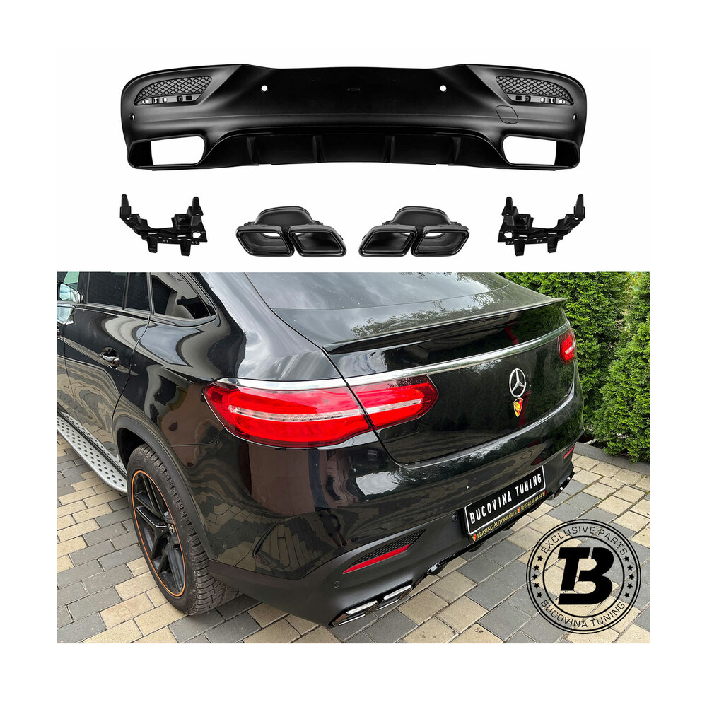 Difuzor Bară Spate cu Ornamente compatibil cu Mercedes GLE Coupe C292 AMG Difuzor Bară Spate cu Ornamente compatibil cu Mercedes GLE Coupe C292 AMG
