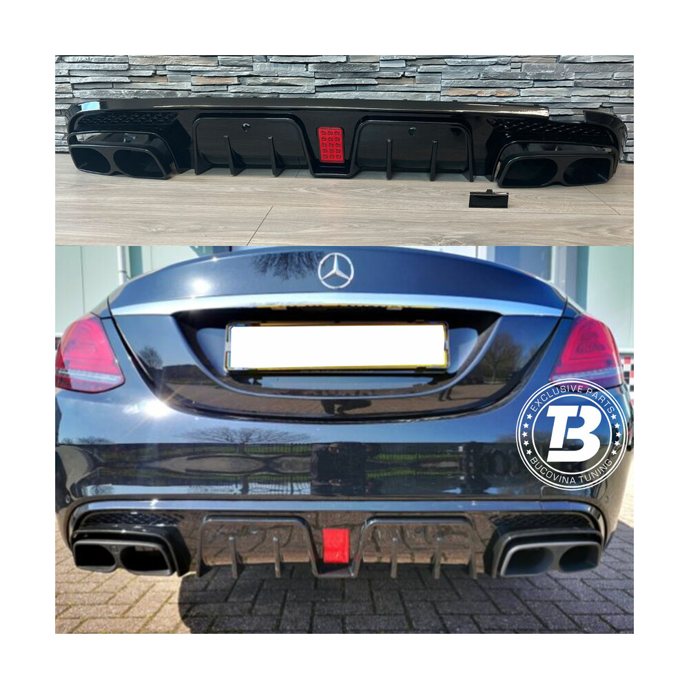 Difuzor Bară Spate cu Ornamente compatibil cu Mercedes C Class W205 B Design Difuzor Bară Spate cu Ornamente compatibil cu Mercedes C Class W205 B Design