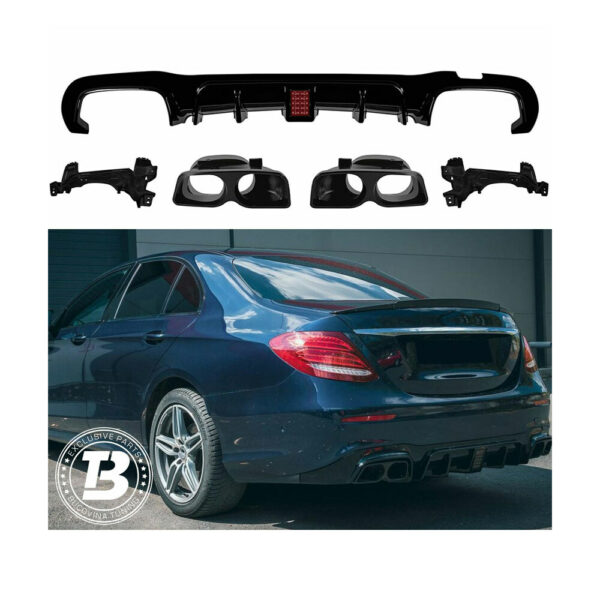 Difuzor Bară Spate cu Ornamente compatibil cu Mercedes E Class W213 B Design