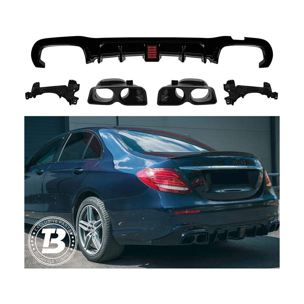 Difuzor Bară Spate cu Ornamente compatibil cu Mercedes E Class W213 B Design Difuzor Bară Spate cu Ornamente compatibil cu Mercedes E Class W213 B Design